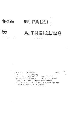 Letter from Pauli to Thellung