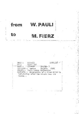 Letter from Pauli to Fierz