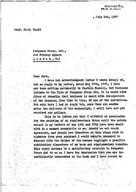 letter to Pergamon Press Ltd.