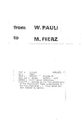 Letter from Pauli to Fierz