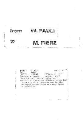 Letter from Pauli to Fierz