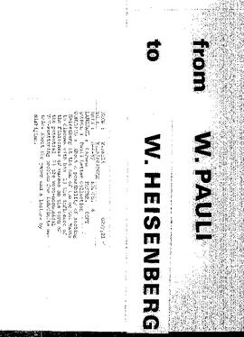 Letter from Pauli to Heisenberg