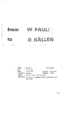 Letter from Pauli to Källén