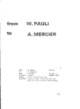 Letter from Pauli to Mercier
