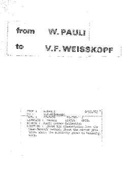 Letter from Pauli to Weisskopf