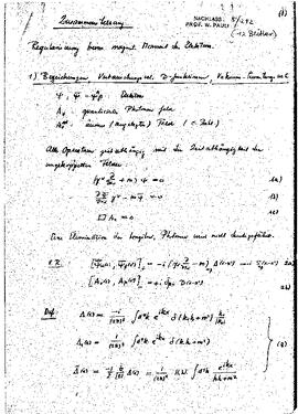 Zusammenstellung. Regularisierung beim magnet. Moment des Elektrons, [unknown]