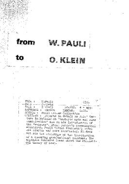 Letter from Pauli to Klein