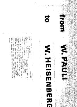 Letter from Pauli to Heisenberg