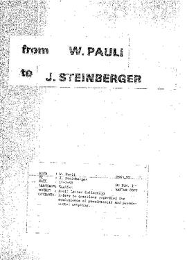 Letter from Pauli to Steinberger