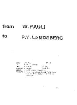 Letter from Pauli to Landsberg