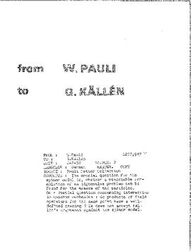 Letter from Pauli to Källén