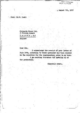 letter to Pergamon Press Ltd.