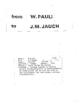 Letter from Pauli to Jauch