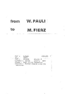 Letter from Pauli to Fierz