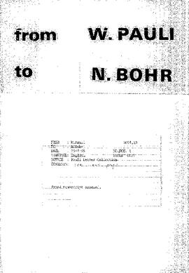 Letter from Pauli to Bohr