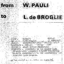 Letter from Pauli to Comité Louis de Broglie