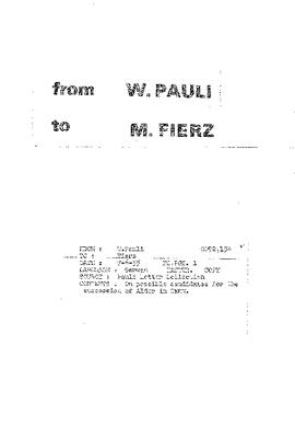Letter from Pauli to Fierz