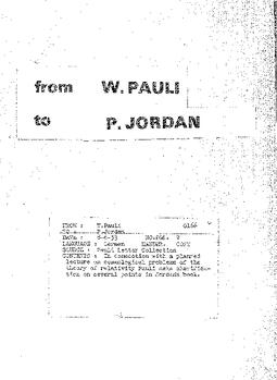 Letter from Pauli to Jordan