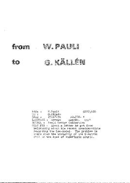 Letter from Pauli to Källén