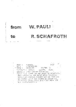 Letter from Pauli to Schafroth
