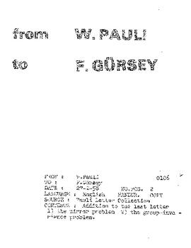 Letter from Pauli to Gürsey