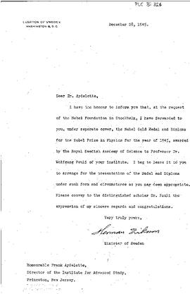 Letter, Eriksson, Hermann