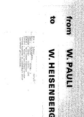 Letter from Pauli to Heisenberg