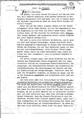 Schlusswort durch den Präsidenten der Konferenz