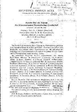 "Bericht über die Tagung der Schweizerischen Physikalischen Gesellschaft", in: Helvetica Physica Acta (Vol. XXXI, Fasciculus quartus)- separatum, article