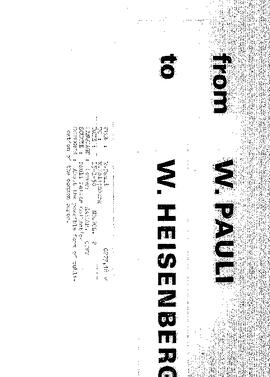 Letter from Pauli to Heisenberg