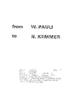 Letter from Pauli to Kemmer