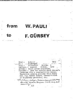 Letter from Pauli to Gürsey