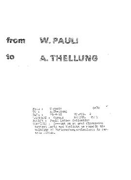 Letter from Pauli to Thellung