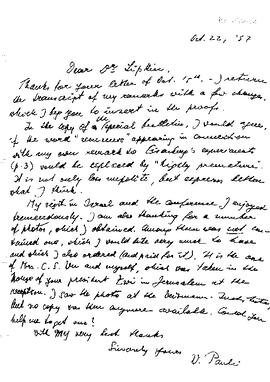 Letter from Pauli to Lipkin