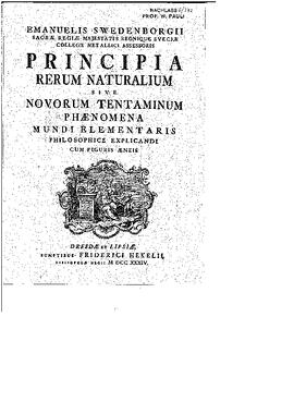 Swedenborg's, Principia Rerum Naturalium, Swedenborg Institute