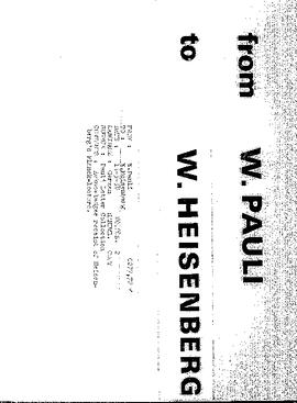 Letter from Pauli to Heisenberg