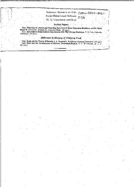 Session in memory of Wolfgang Pauli, American Physical Society, programme and letter to Franca Pauli
