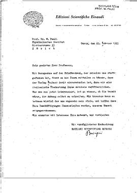 letter to W. Pauli, Einaudi (Edizione scientifiche)