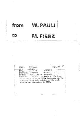 Letter from Pauli to Fierz