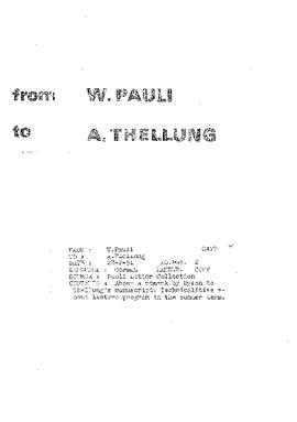 Letter from Pauli to Thellung