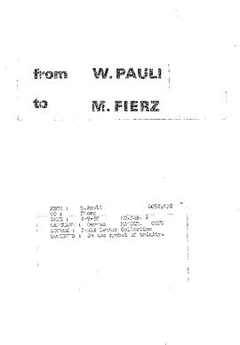Letter from Pauli to Fierz
