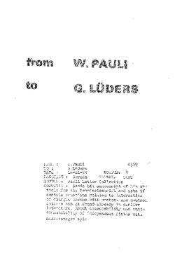 Letter from Pauli to Lüders