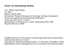 Letter from Heisenberg to Pauli