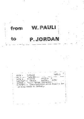 Letter from Pauli to Jordan