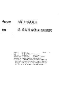 Letter from Pauli to Schrödinger