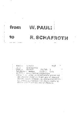 Letter from Pauli to Schafroth