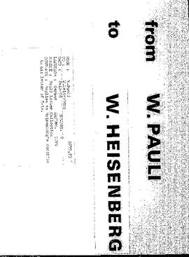 Letter from Pauli to Heisenberg
