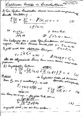 Nicht lineare Ansätze in Quantentheorie