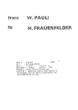 Letter from Pauli to Frauenfelder