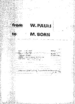 Letter from Pauli to Born